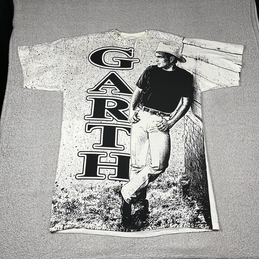 Vintage Garth Brooks Shirt Men XL One Size All Over Print Band Country Music 90s
